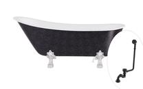 Vonia, laisvai pastatoma Besco Olaya Glam, 160 cm x 68 cm x 68 cm, ovalas, juoda sp./chromo sp.