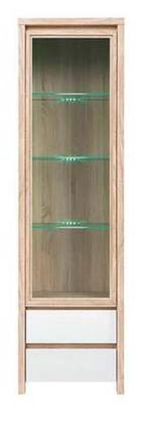 Vitrina Kaspian S128-REG1W2S-DSO/BIP, balta sp./sonoma ąžuolo sp., 56 cm x 40.5 cm x 200.5 cm