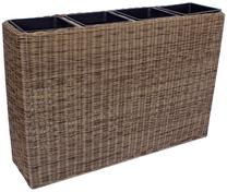 Gėlių lovelis Home4you Wicker, plastikinis/metalas, 89 cm x 24 cm, šviesiai ruda sp.