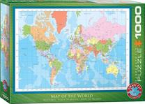 Dėlionė Eurographics Map Of The World, 48.9 cm x 67.3 cm, 1000 vnt., įvairių spalvų