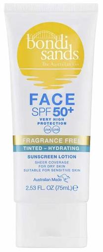 Losjonas įdegio priežiūrai veidui Bondi Sands Face Tinted - Hydrating SPF50+, 75 ml