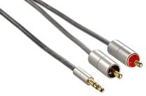 Laidas Hama 3.5mm to RCA x2, 2m, 3.5 mm (AUX)/RCA, 200 cm, sidabro sp.