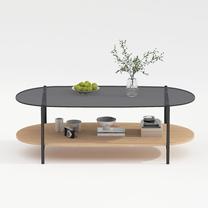 Kavos staliukas Home4you Cindy, ruda sp./pilka sp., 55 cm x 120 cm x 40 cm