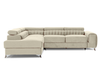 Kampinė sofa - lova Laurence Monolith, smėlio sp., kairinė, 278 x 278 cm x 92 cm