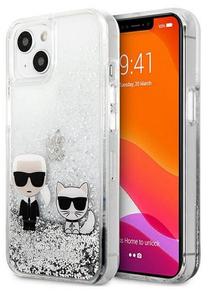 Чехол для телефона Karl Lagerfeld Liquid Glitter Karl & Choupette for iPhone 13 mini, прозрачный цв./серебристый цв., Apple
