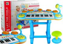 Elektrinis pianinas su mikrofonu, su kėdute