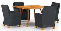 Āra mēbeļu komplekts VLX Dining 5 Piece Set, melns krās./brūns krās./tumši pelēka krās., 4 sēdvietas