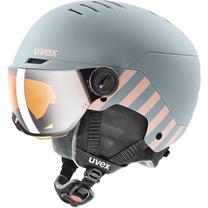 Slidinėjimo šalmas Uvex Rocket JR Visor, šviesiai rožinė sp./žalia sp., 51-55 cm