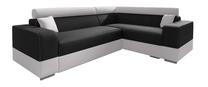 Kampinė sofa Idzczak Meble Infinity Mini M04140, balta sp./juoda sp., dešininė, 256 x 186 cm x 93 cm