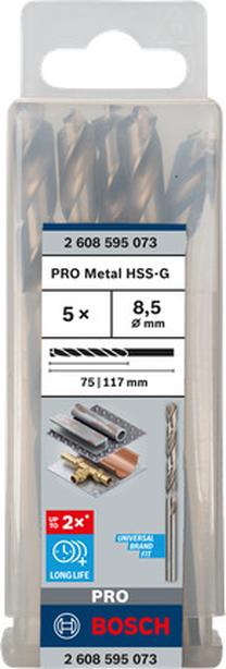 Metalo grąžtų rinkinys Bosch, metalas, hss-g, tiesus, 8.5 mm x 11.7 cm