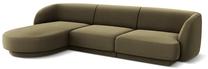 Kampinė sofa Micadoni Home Miley Velvet 4 Seats, žalia sp., kairinė, 259 x 155 cm x 74 cm