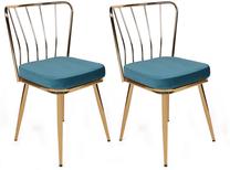 Kėdžių rinkinys Kalune Design 929 V2 974NMB1698, blizgi, mėlyna sp./aukso sp., 42 cm x 43 cm x 82 cm, 2 vnt.