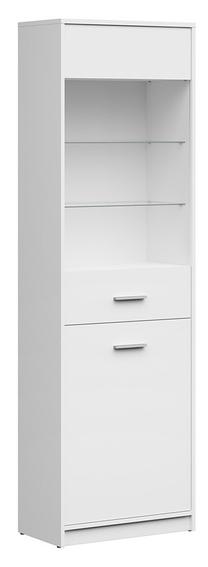 Vitrina Nepo Plus S435-REG1D1W-BI, balta sp., 60 cm x 34 cm x 197 cm