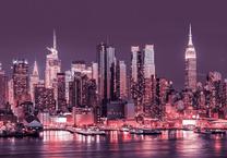 Fototapete Artgeist Purple Night Over Manhattan - Cityscape Of New York Architecture 3XLFT887, 70 cm x 100 cm