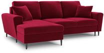 Kampinė sofa Micadoni Home Moghan Velvet 4 Seats, raudona sp., kairinė, 241 x 145 cm x 88 cm
