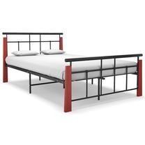 Lova pusantros vietos VLX Metal & Solid Oak Wood, 120 x 200 cm, juoda sp., be čiužinio, su grotelėmis