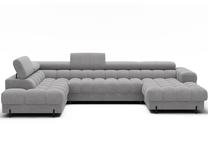 Kampinė sofa - lova Feraria Royal 03, pilka sp., kairinė, 202 x 358 cm x 93 cm