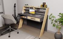 Kirjutuslaud sahtlitega Kalune Design Soho 322RTC1363, 59.6 cm x 123.6 cm, 104.3 cm, antratsiit v./tamm v./must v.