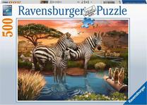 Dėlionė Ravensburger Zebras at the Waterhole, 49 cm x 36 cm, 500 vnt., įvairių spalvų