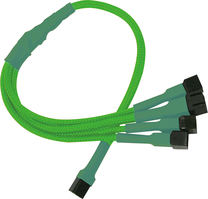 Kabelis Nanoxia NX34A30NG 3-pin Vīrietis, 4 x 3-pin Sieviete, 0.3 m, zaļa krās.