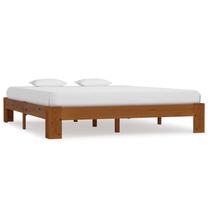 Lova dvigulė VLX Solid Pine Wood 283290, 160 x 200 cm, ruda sp., be čiužinio, su grotelėmis