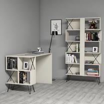 Biuro baldų komplektas Kalune Design Extra 845HCT3828, kreminė sp., 167.3 cm x 90 cm x 22 cm