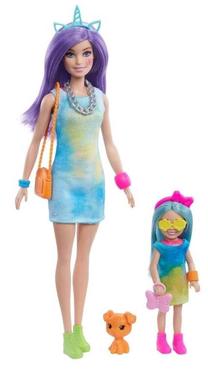 Кукла Mattel Barbie Color Reveal Neon Tie-Dye HCD29, 29 см, многоцветный