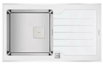 Virtuvinė plautuvė Teka Diamond Lux 1B 1D 86, stiklas/nerūdijantysis plienas, 86 cm x 51 cm x 20 cm, balta sp.