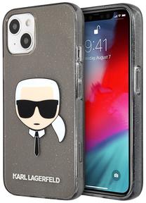 Telefona vāciņš Karl Lagerfeld Full Glitter Head, melna krās., Apple