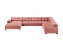 Kampinė sofa Micadoni Mamaia Velvet, rožinė sp., dešininė, 327 x 256 cm x 75 cm