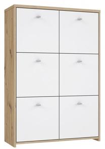 Komoda Forte Best Chest SQNK321-C804, balta sp./medžio sp., 112.5 cm x 77.1 cm x 29.6 cm