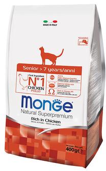 Sausā kaķu barība Monge Senior, vistas gaļa, 0.4 kg