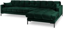 Kampinė sofa Micadoni Home Mamaia Velvet, tamsiai žalia sp., dešininė, 293 x 185 cm x 75 cm