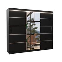 Spinta ADRK Salto, juoda sp., 250 cm x 58 cm x 215 cm, su veidrodžiu