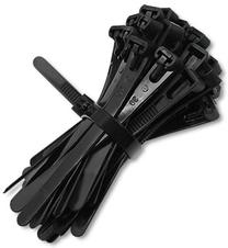 Кабельные органайзеры Qoltec Reusable Self-Locking Cable Ties, 150 x 7.2 мм, 100 шт., черный цв.