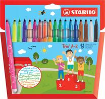 Flomasteriai Stabilo Trio A-Z, vienpusiai, 18 vnt.