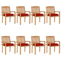 Lauko kėdžių rinkinys VLX Solid Teak 3073285, ruda sp./raudona sp., 57.5 cm x 60 cm x 90 cm, 8 vnt.