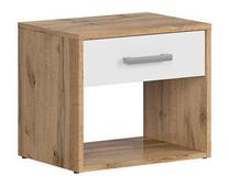 Naktinis staliukas Matos S414-KOM1S-DWO/BI, ąžuolo/balta, 45 cm x 34 cm x 39 cm