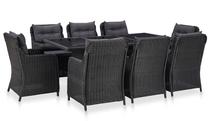 Āra mēbeļu komplekts VLX Outdoor Dining Set, melns krās./pelēks krās., 8 sēdvietas