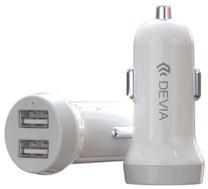 Automobilinis įkroviklis Devia Smart Series, 2 x USB, balta sp.