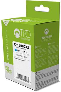 Tintes printera kasetne TFO C-1500XL, zilganzaļa (cyan) krās., 14 ml