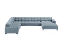 Kampinė sofa Micadoni Mamaia Velvet, šviesiai mėlyna sp., kairinė, 327 x 256 cm x 75 cm