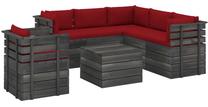 Āra mēbeļu komplekts VLX Garden Pallet Lounge Set, sarkans krās./brūns krās., 6 sēdvietas