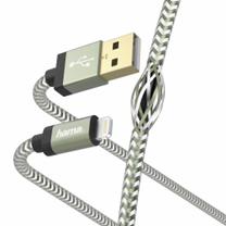 Laidas Hama Reflective, Apple Lightning/USB A, 150 cm, žalia sp.