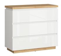 Komoda Erla KOM3S, ąžuolo sp./balta sp., 88.5 cm x 41 cm x 98 cm
