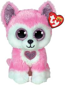 Mīkstā rotaļlieta TY Beanie Boo Husky Hunk, balta krās./rozā krās., 15 cm