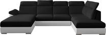 Kampinė sofa Evanell Sawana 14, Soft 17, balta sp./juoda sp., kairinė, 216 x 330 cm x 102 cm