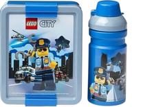 Konteiners pārtikai, pudele un pusdienu kastīte Lego City Police, 0.390 l, 17 cm x 13.5 cm, zila krās./gaiši zila krās., 2 gab.