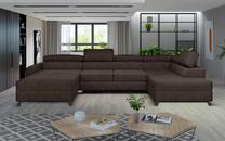 Kampinė sofa Josette Dora 28, tamsiai ruda sp., dešininė, 200 x 370 cm x 98 cm