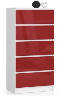 Stalčių blokai Akord K60 5SZ, balta sp./raudona sp., 121 cm x 60 cm x 40 cm